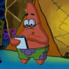 spongebob-patrick writing down.gif